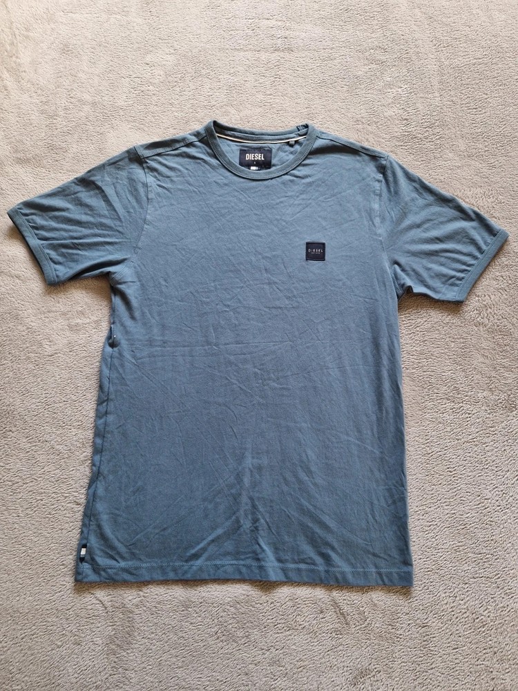 Diesel T-Shirt Men’s Small Blue Crew Neck Short Sleeve Logo Patch Organic Tee