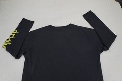 Faded Black Infamous Shirt Mens Large Black Long Sleeve Angel Cherub Halo Cupid