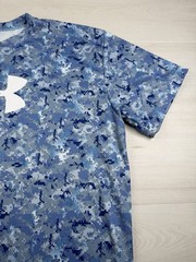 Under Armour Blue Camo Digital Print Shirt Short Sleeve HeatGear Gym Training XL