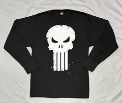 Marvel Mad Engine Punisher Shirt Mens 2XL Black Skull Thermal Waffle Knit