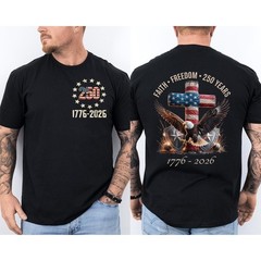 250 Years American Flag 250th Anniversary Faith Freedom Eagle Front & Back Shirt