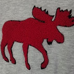 Lazy One Men’s XL Gray/Black Raglan Long Sleeve Crew Neck Embroidered Moose Tee