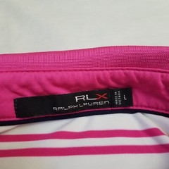 RLX Ralph Lauren Polo Shirt Mens Large Pink Striped Performance Stretch Golf