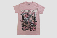 Marvel The Amazing Spider-Man Mens Pink Retro Comic Graphic Shirt New Large