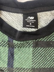New Balance Shirt Mens Small Green Plaid Short Sleeve Athletic Tee Graphic