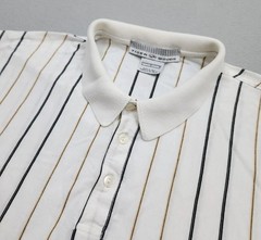Tiger Woods, 90s Vintage Made in Italy Nike Golf Polo, White/Black Pinstripes, L