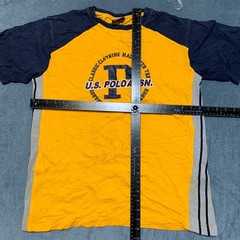 U.S. Polo Assn T-Shirt Mens Medium Yellow Navy Graphic Print Casual Crew Neck