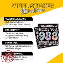 3x 988 Mental Health Suicide Prevention Stickers