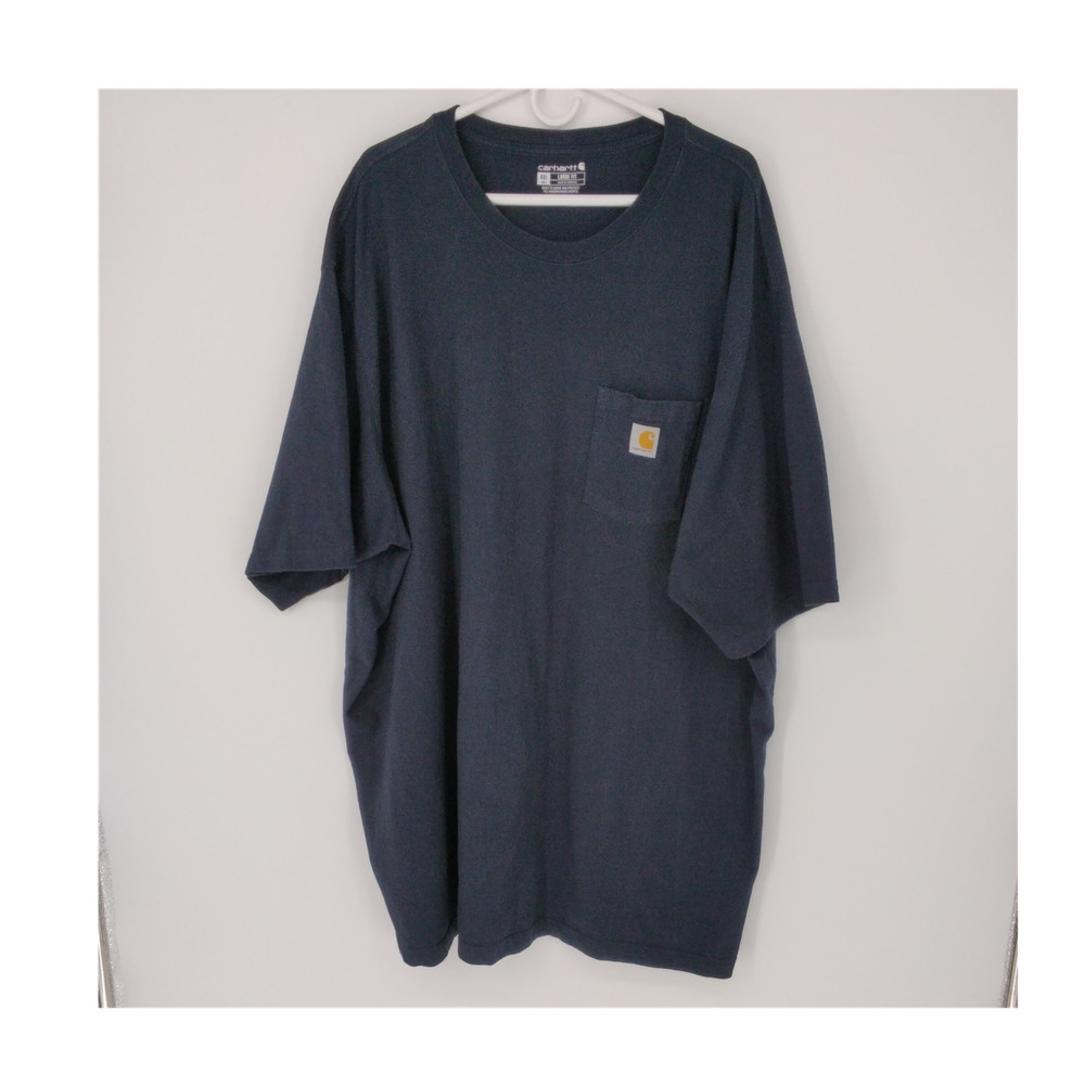 Carhartt Men’s 4XL Big & Tall Blue Loose Fit Pocket Logo Crew Neck T-Shirt