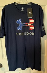 3 NEW Under Armour Men’s Shirts Logo Graphic Freedom Military Flag M Shirt NWT
