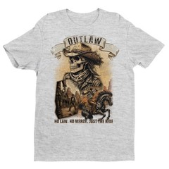 Outlaw Cowboy Skull Unisex T-shirt | Vintage Western Skeleton Horse Rider Shirt