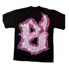 Evil Vice Mens Med Graphic T-Shirt Black AOP Pink Neon Green Y2K Streetwear NWT