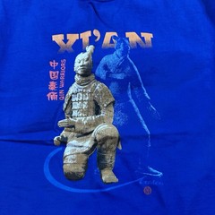Pandak Qin Warriors T-Shirt XXL Blue Xi’an China Terracotta Army Graphic Tee
