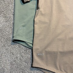 BYLT Shirts Mens XL Green Brown Lux Drop Cut Stretch Tagless Crewneck Lot Of 2