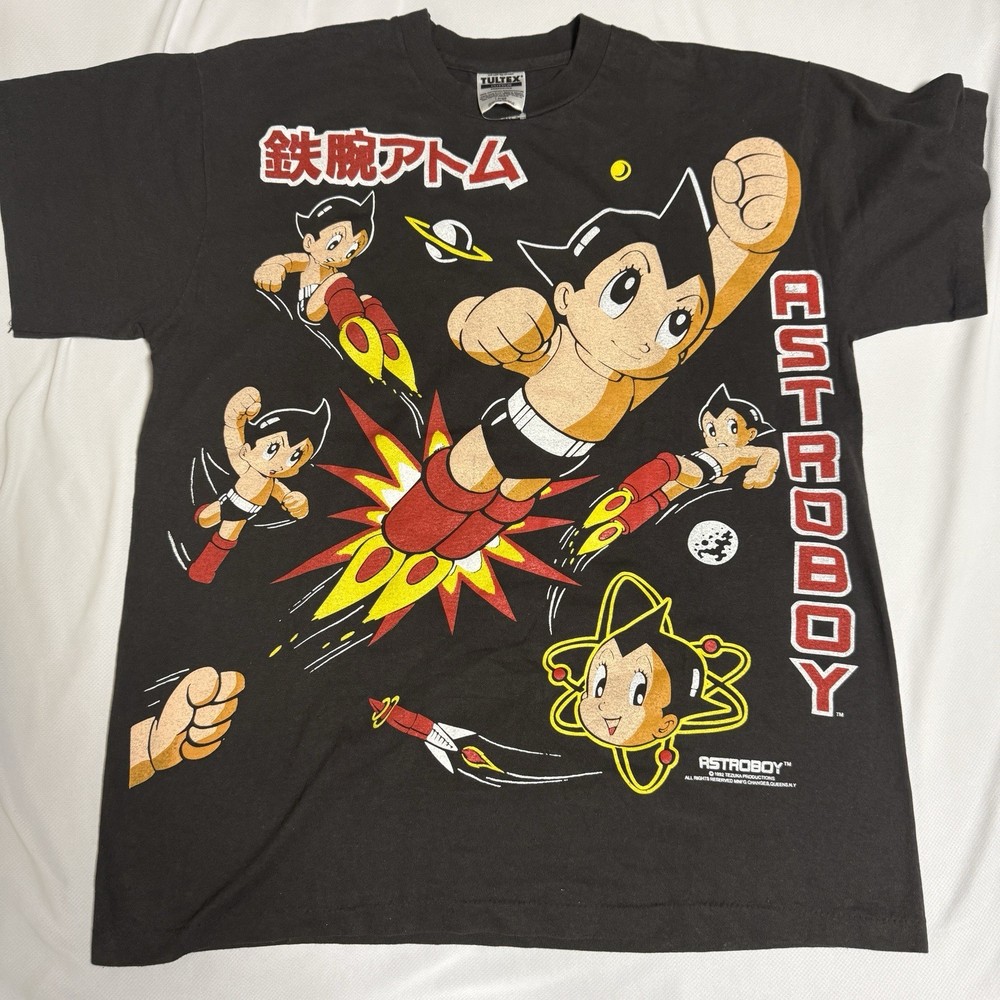 90s vintage Astro boy Tee T-shirt Black Tezuka Osamu Japan Anime Tultex
