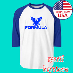 Formula Boats Speed Racing Men’s Raglan White Blue Size S to 2XL