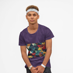 Geometric Retro Triangle Pattern T-Shirt | Abstract Colorful Design