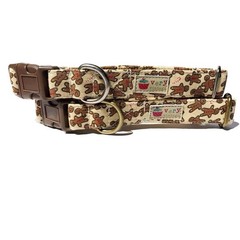 Christmas Dog Collar Gingerbread Man Brown Organic Cotton 17-26″ XL