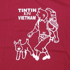 Rare Vintage Tintin In Vietnam Snowy Dog Graphic T Shirt 90s 2000s Comics Red