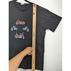 Casey Coleman Black Cotton Embroidered Motorcycle Graphic T-Shirt Men M/L Turkey