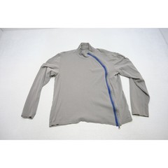 Armani Exchange Mock Neck Top Mens XL Grey Asymmetrical Zip Long Sleeve EUC