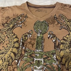 Request Shirt Mens 2XL XXL Brown Y2K Cyber Punk Mall Goth Grunge Dragon Sword