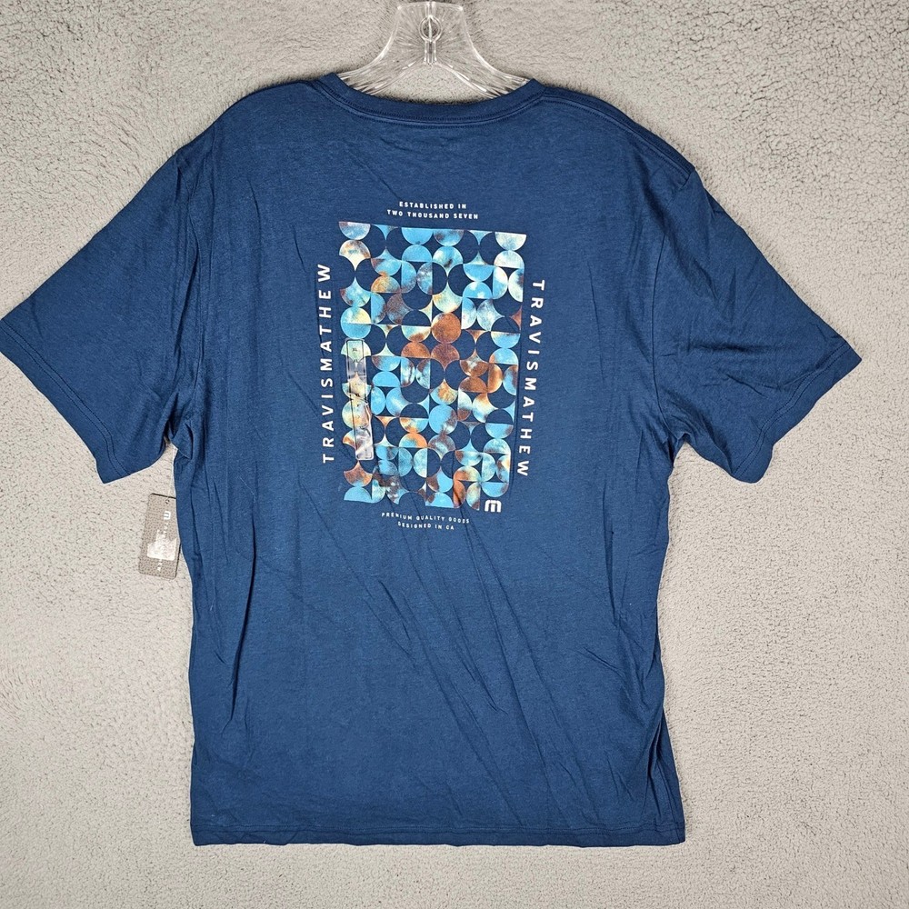 Travis Mathew T-Shirt Mens XL Blue Return Ticket Graphic Short Sleeve A42234