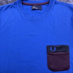 Fred Perry T-Shirt Small Royal Blue Logo Pocket Cotton Jersey Casual Crew Neck