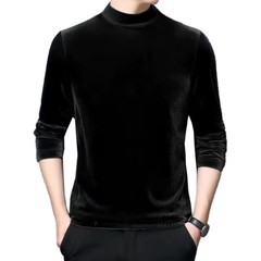 Mens Velvet Half Turtleneck Pullover Long Sleeve Jumper Blouse Tops Warm T-Shirt