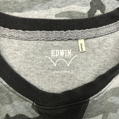 Edwin Jeans Japan Mens T-Shirt size Small Gray Camo V-Stitch Collar Embroidered