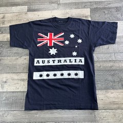 Vintage Australia T-Shirt Samsousan Designs Graphic Print Blue Mens Large