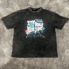 Vintage The World Needs You Suicide Prevention Graphic Tee Large Black Acid Wash