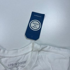 NEW Life is Good Crusher Shirt Mens Small White Crew Neck Cotton Beach Casual