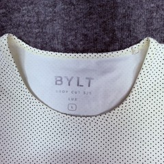 BYLT Drop Cut Lux T-Shirt Mens L Cream Premium Basics Short Sleeve Cotton NWT