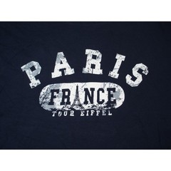 Sol’s Mens Paris France Tour Eiffel T-Shirt XL Navy Blue Distressed Graphic Tee