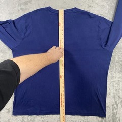 Lands’ End Henley Shirt Men’s XL Navy Blue Long Sleeve Vertical Rib Knit Cotton