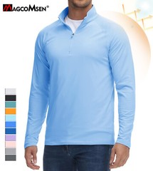 Mens UPF50+ Long Sleeve T-Shirts 1/4 Zip Up Quick Drying Sun Shirts Fishing Tops
