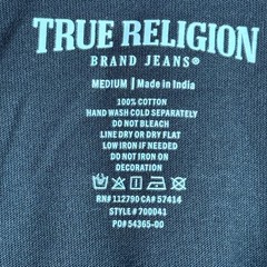 True Religion Buddha Face Graphic Tee Jet Black Red Velvet Print Mens M NWT