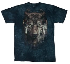 The Mountain 2011 Manimals Native American Wolf Headphones Tie Dye TShirt Large