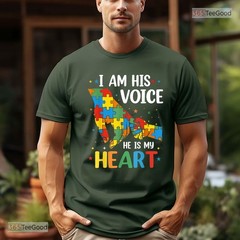 I Am His Voice Autism Awareness Mom Shirt – Proud Mother Puzzle Heart Tee