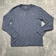 Hollister Crewneck Shirt Mens Blue Marled Long Sleeve Logo Knit Top XS