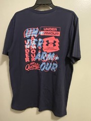 Under Armour Mens Dark Gray Freedom Tee T Shirt XL 46” Pink & Blue Graphic
