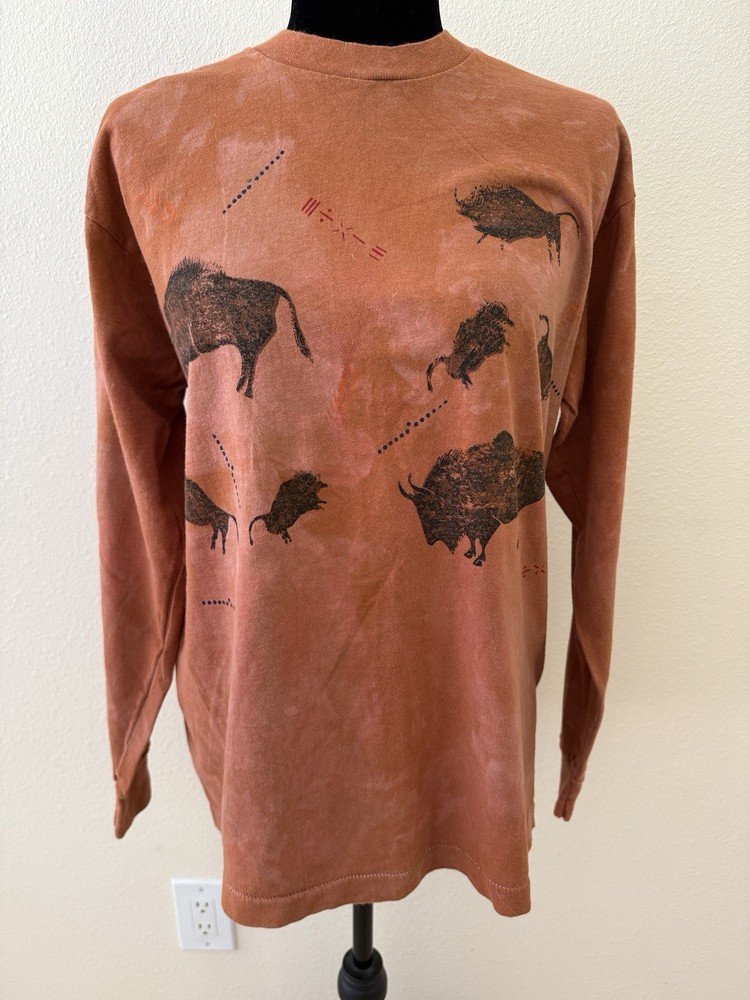 Vintage Andrea Bragg Designs Long Sleeve Shirt Sz L Buffalo 100% Cotton New