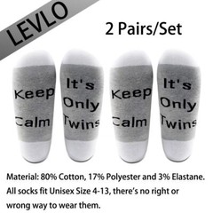 2 Pairs Mid Calf Funny Pregnancy Announcement Socks Keep Calm It’s Only Twins