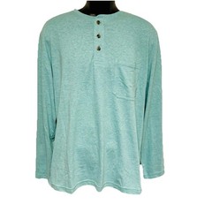 Ocean Coast Men’s Medium Teal Green L/S Pocket Henley T-Shirt NWT