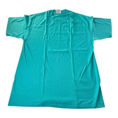 Vintage Hanes Heavyweight 50/50 Blank T Shirt Aqua Teal Single Stitch USA Large