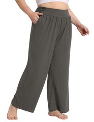 Plus Size Wide Leg Pants Flowy Yoga Lounge Sweatpants High Waisted Pockets