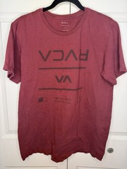 RVCA Standard Tee Men’s L Burgundy Cotton Regular Fit Graphic Logo Crew T-Shirt