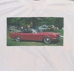 Vintage Ford Mustang Graphic T-shirt Red Convertible 1965 Car Show Mens XL