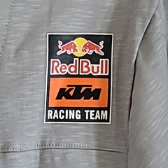 Red Bull KTM Racing Team Motocross Mens Large T-Shirt Gray/Orange Stitch NWT